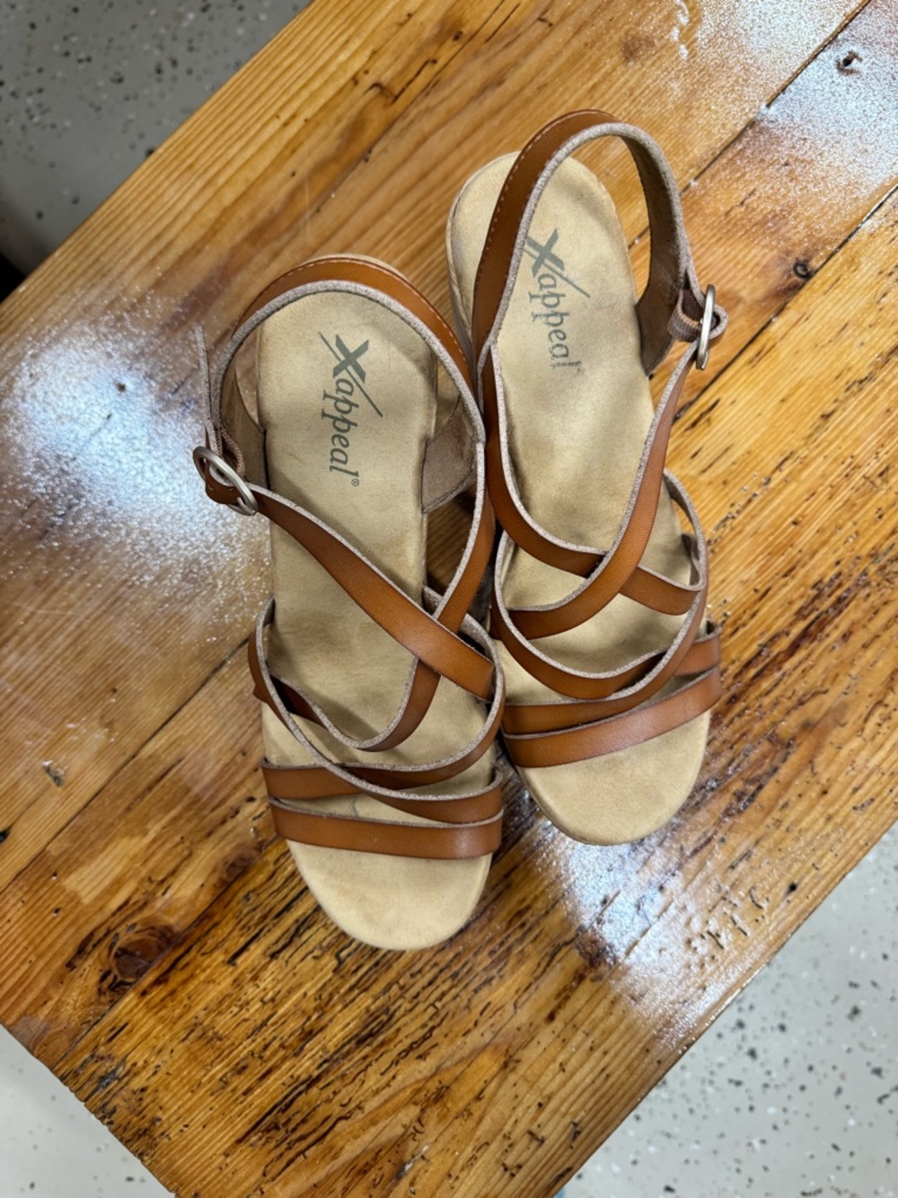 Xappeal Tan Strappy Wedge Sandals